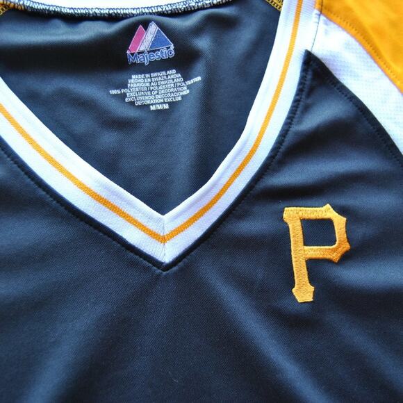 Pittsburgh Pirates Majestic Medium Black & Gold Women's Short Sleeve Shirt - Picture 2 of 5